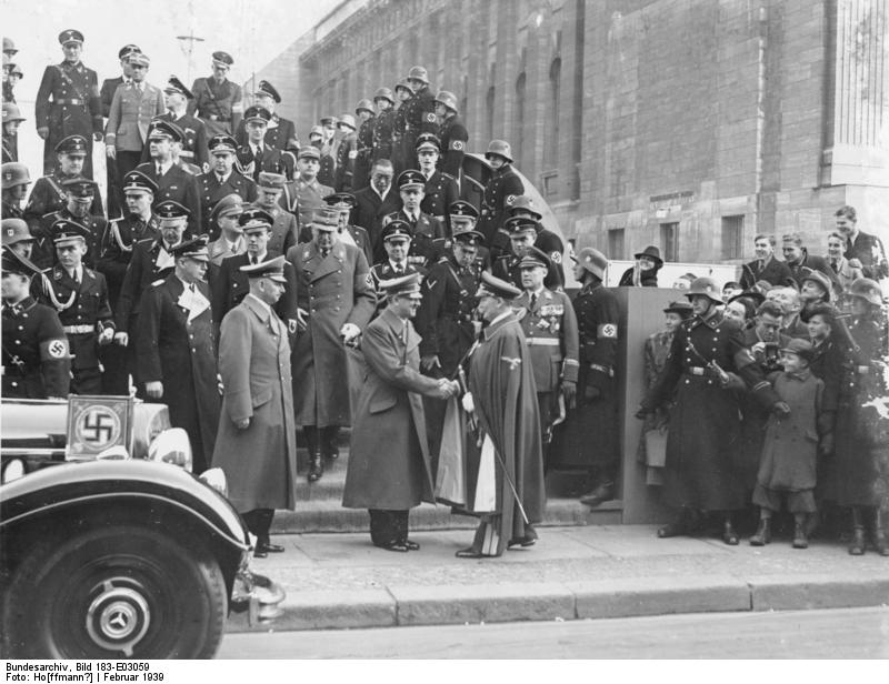 Adolf Hitler and Hermann Goering leave the Pergamonmuseum after an exhibition of japanese art 